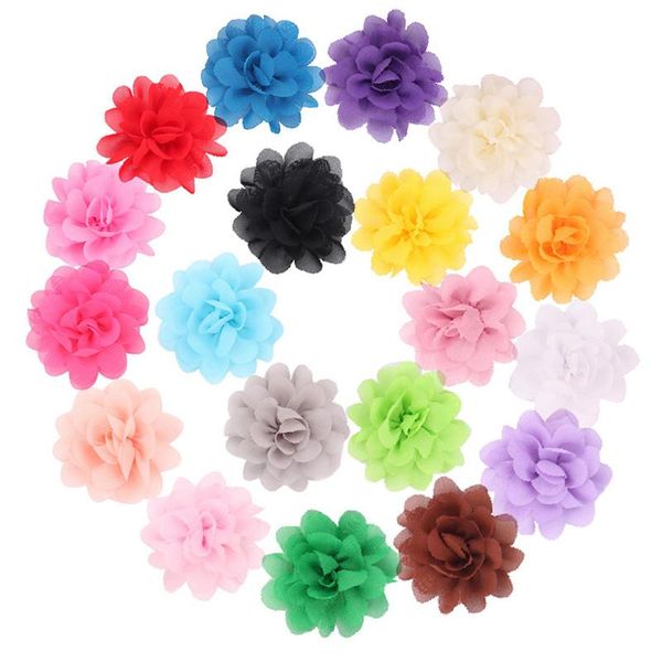 

20pcs kids headwear children hairpins hair accessories chiffon floral clips for girl princess rose flower acccessories, Slivery;white