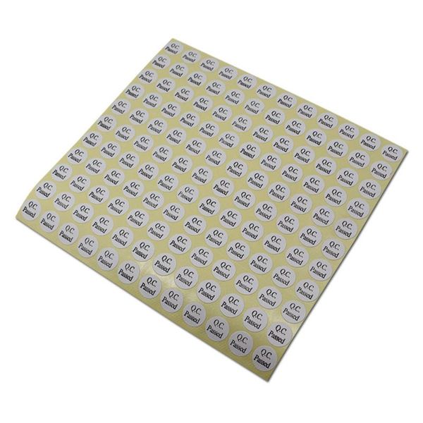 

greeting cards 92400pcs/lot white / green 1.3cm diameter round qc checking passed labels sticker paper qualified stickers sheet