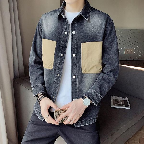 

men's jackets style autumn denim jacket casual coat fashion, Black;brown