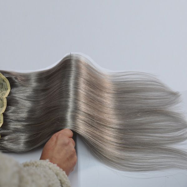 Peso 120 g 5 clip Set pezzi di capelli umani Remy brasiliani n. 4 Opzioni di colore marrone e grigio