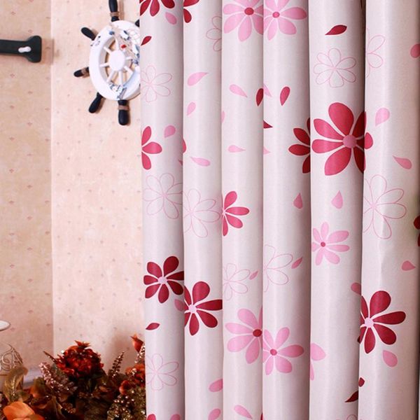 

curtain & drapes 4 colors simple pastoral yarn printed aesculus black silk shade curtains for living room balcony kitchen, 100*250cm