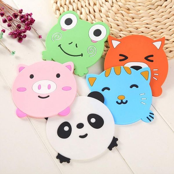 

table runner 20pcs silicone dining placemat kitchen accessories mat cup bar mug cartoon animal panda frog cat pig drink pads