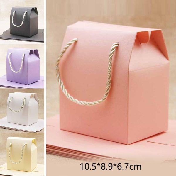 

gift wrap 10pcs wedding candy box plain white small diy baking biscuits chocolate portable handle with rope cardboard packing