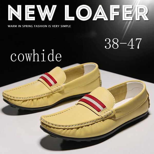 

dress shoes uyoyu genuine leather loafers cowhide men moccasin sneakers flat causal male footwear boat size 38-47, Black