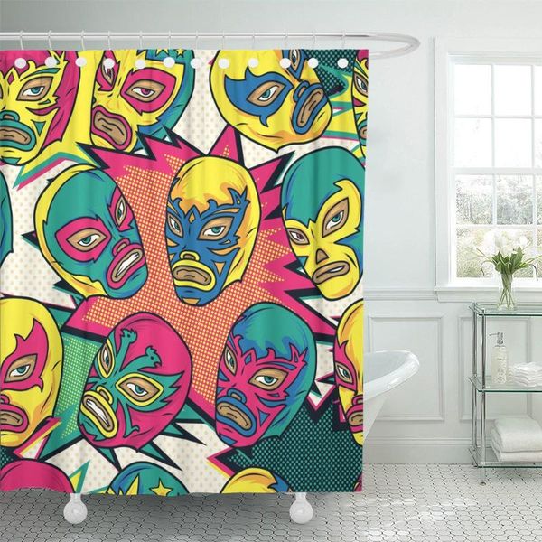 

shower curtains pattern colorful mexican wrestler luchador color wrestling latin waterproof polyester fabric 60 x 72 inches