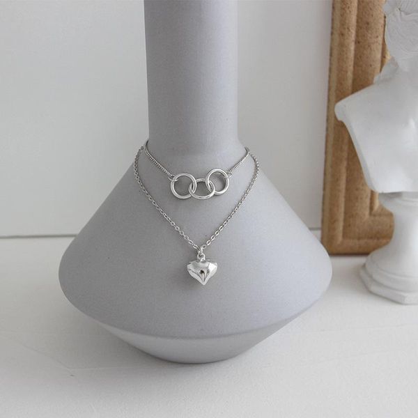 

chains 925 sterling silver necklace female love double personality chain ornament