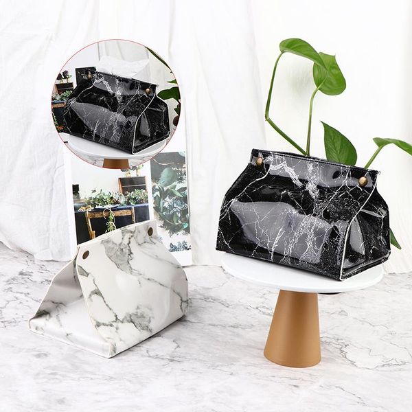 

tissue boxes & napkins chic case box container pu leather marble pattern home car towel napkin papers dispenser holder table decoration