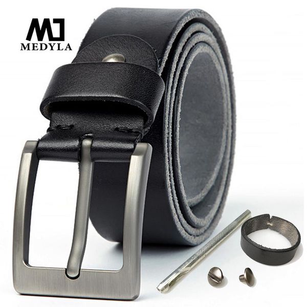 

genuine leather men's belt soft natural without interlayer for solid metal buckle jeans belts, Black;brown