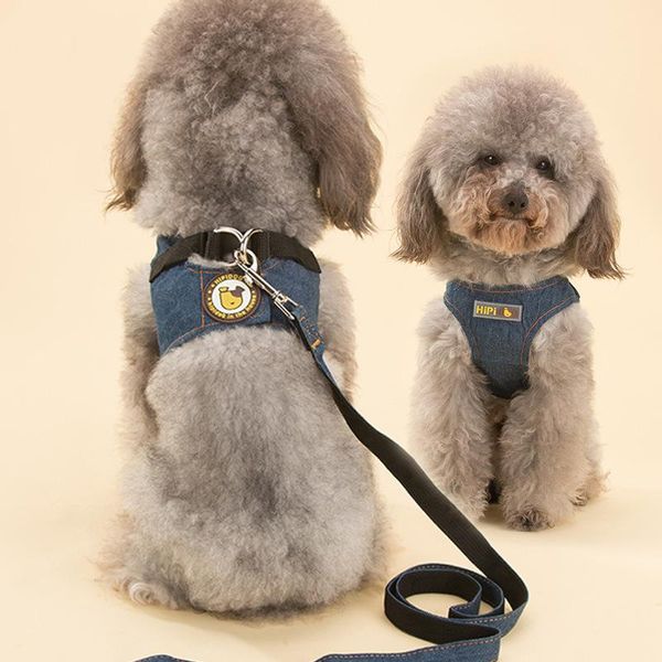 

dog collars & leashes cute soft puppy cowboy harness leash set cat chest pet walking fabric british style for