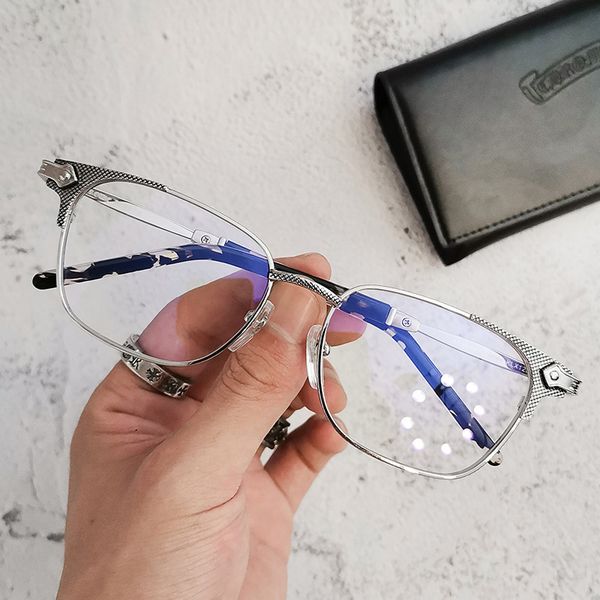 

75% off outlet store online new fashion men's flat lens large metal personality trend spectacle frame can be equipped with myopia, White;black