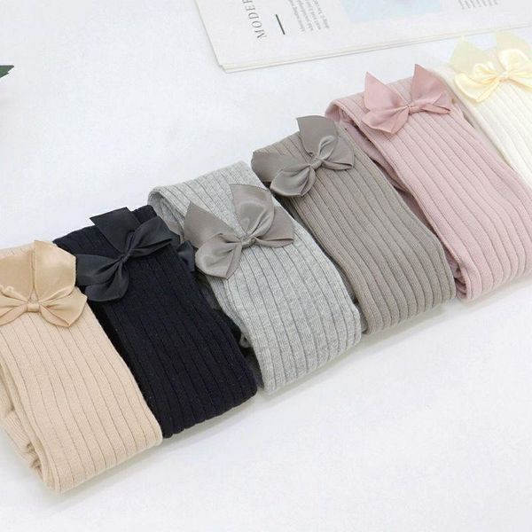 

leggings & tights during girl linen stripe bow combed cotton children's baby big pp render of the girls pantyhose, Blue