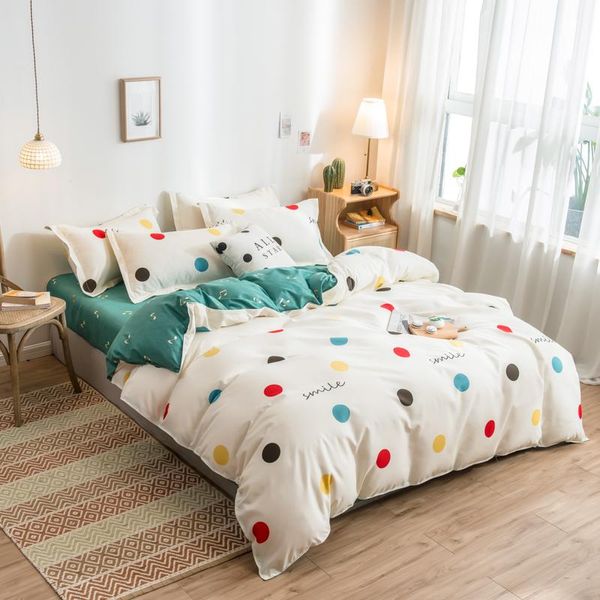 

bedding sets home textile colorful dots set double sheet luxury  king size bed linens duvet cover pillow case