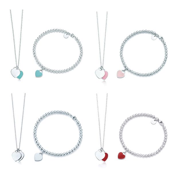 

original 100% 925 sterling silver fashion classic diy love necklace bracele