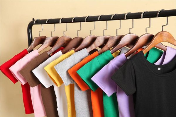 

women's t-shirt size s//l sell u neck crop ladies short sleeve t shirt tee basic stretch women harajuku 2021, White