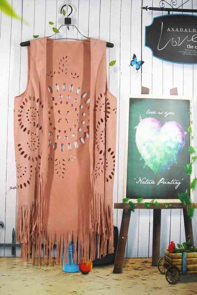 

women fashion long coat sleeveless vests feminino outwear casual tassels suede fringed outerwear amp scarf, White