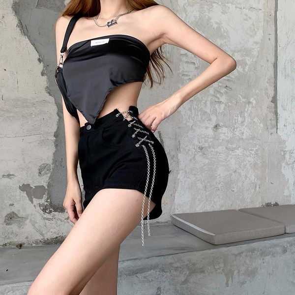 

women's shorts summer denim women clothing high waisted slim female plus size fashion button casual black bottoms streetwear, White;black