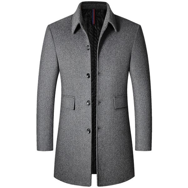 

fashion men wool & blends mens casual business trench coat mens leisure overcoat male punk style blends dust coats jackets 211122, Black