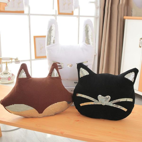 

pillow sequin plush cat cartoon decorative cushions for sofa bed throw pillows office desk chair support cushion home decor