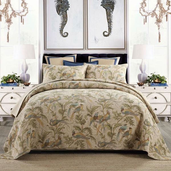 

bedspread cotton quilt set 3pcs vintage printed coverlets cover pillowcase king queen size summer quilted ch190228home comforters & sets