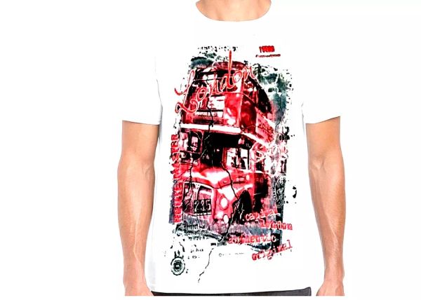 

london red bus graphic design picture cotton t shirts, White;black