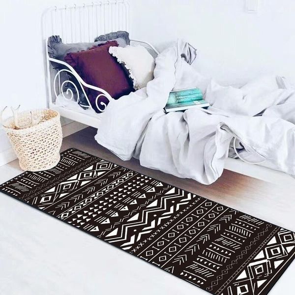 

carpets washable entrance doormat black bohemian geometric pattern bedroom bedside floor mat kitchen outdoor corridor front long carpet