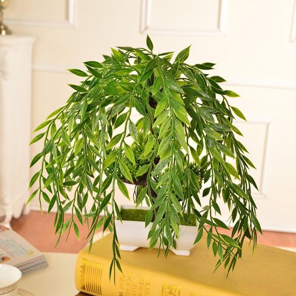 

artificial green plants weeping willow bonsai plastic potted fake plant indoor decor wedding home decortion plantas artificiais decorative f