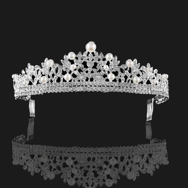 

hair clips & barrettes wedding bridal crystal tiaras with comb pin crown headband imitation pearl accessories jl, Golden;silver
