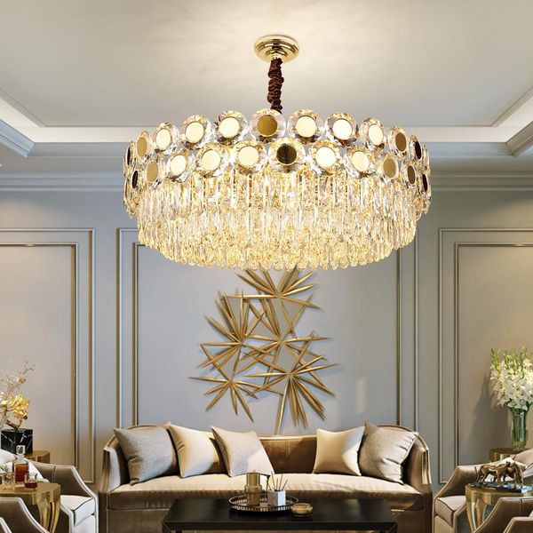 

pendant lamps modern crystal led chandelier lighting gold metal living room lights dining hanging lamp fixture