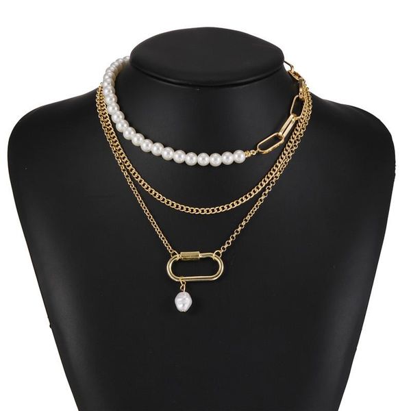 Anhänger Halsketten Barock Simulierte Perle Halskette Frauen Toggle Kette Statement Choker Für Mode 2021 Trend Schmuck