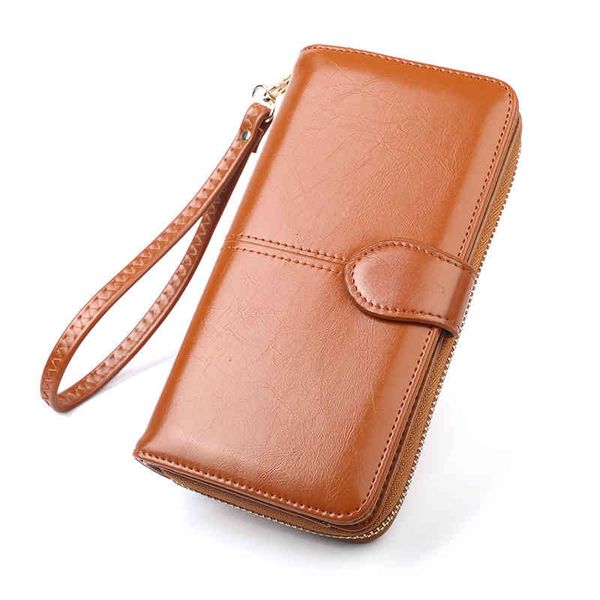 

wallet lady's long oil wax, Red;black