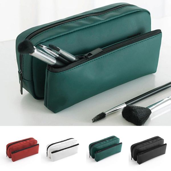

fashion women cosmetic bag matte pu makeup storage multi-layer square multifunction travel toiletries bags & cases