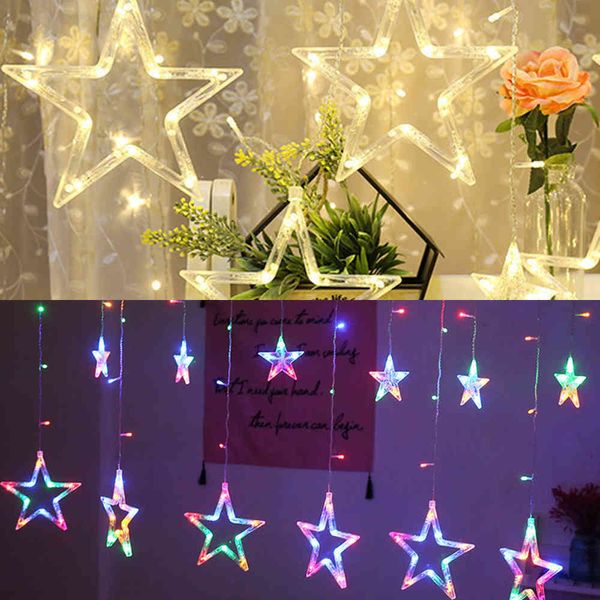 138pc Mini Ha Condotto La Luce 12pc A Forma di Stella LED Fata Stringa s Funzionamento A Batteria Festa Di Natale Decorazione di Cerimonia Nuziale Y0720