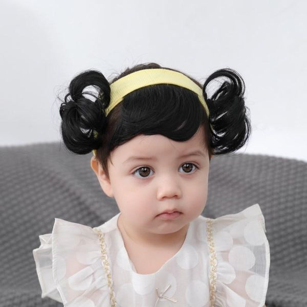

hair accessories baby wig solid headband bun hairstyle korean lovely hairband outdoor stage performance children headwear, Slivery;white