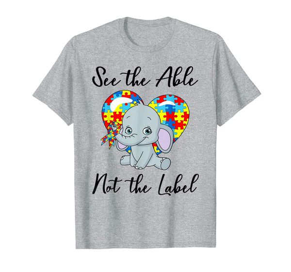 

see the able not the label elephant cute autism awareness t-shirt, White;black