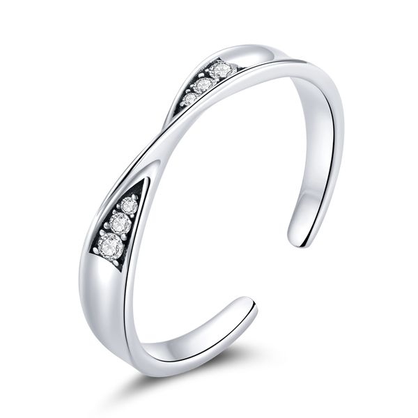 

new mobius ring jewelry with side stones pair men's and women's valentine's day romantic s925 silver opening geometric ring