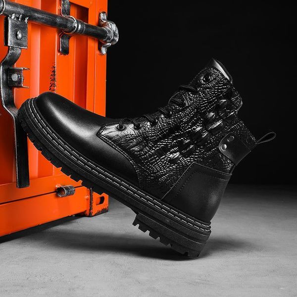 

2021 autumn new men's high martin boots tube winter, Black