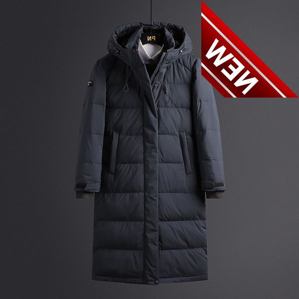 

new fashion thick thermal men's down jacket brand in-yeson patchwork zipper windbreaker white duck men snow overcoat, Black