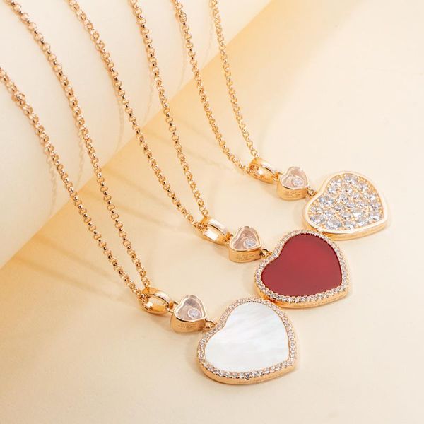 

pendant necklaces red agate love necklace micro-diamond simple heart lock chain female, Silver