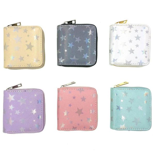 

laser pentagram lady women short wallet pu leather small coin purse cartoon wallets pouch for girls female portefeuille femme, Red;black