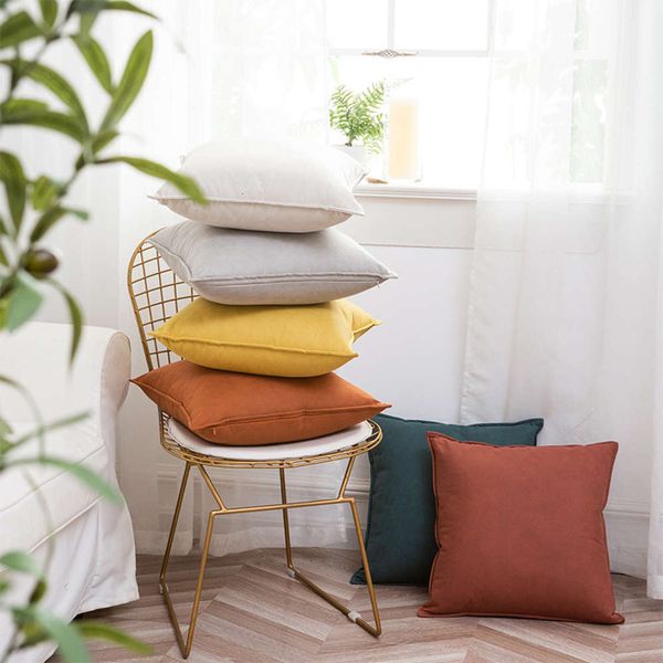

simple modern pure color technology cloth pillow case nordic living room sofa cushion versatile edging bedside chair