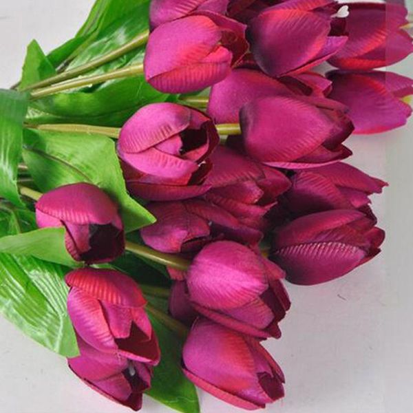

artificial tulip bouquet silk flower pastoral style lifelike elegant flowers wedding home party decoration decorative & wreaths
