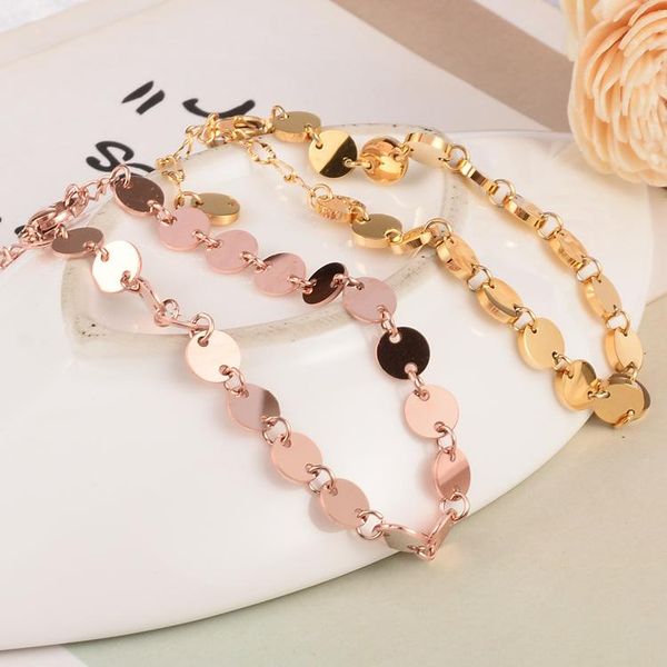 

charm bracelets stainless steel coin bracelet for women disc hand chain accessories jewelry gift, Golden;silver