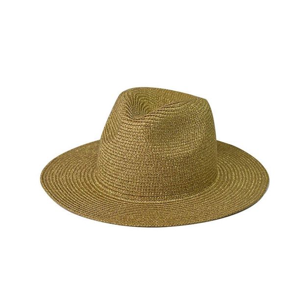 

wide brim hats summer soild straw fedora hat gentleman lady jazz panama with bright wire, Blue;gray