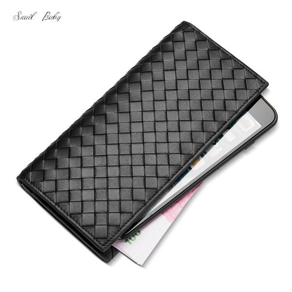 

wallets woven genuine leather wallet long personalized bag, Red;black