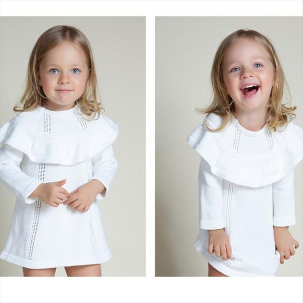 

girl princess sweater spring dresses autumn knitted cute white baby kids knee length for infant, Red;yellow