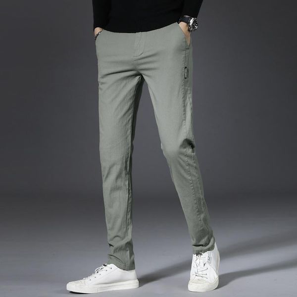

spring men's cotton slim fashion korean casual pants, Black