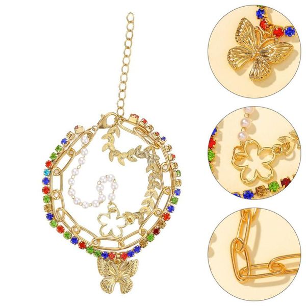 

charm bracelets 1pc multilayer bracelet pearl wrist band hand jewelry for women, Golden;silver