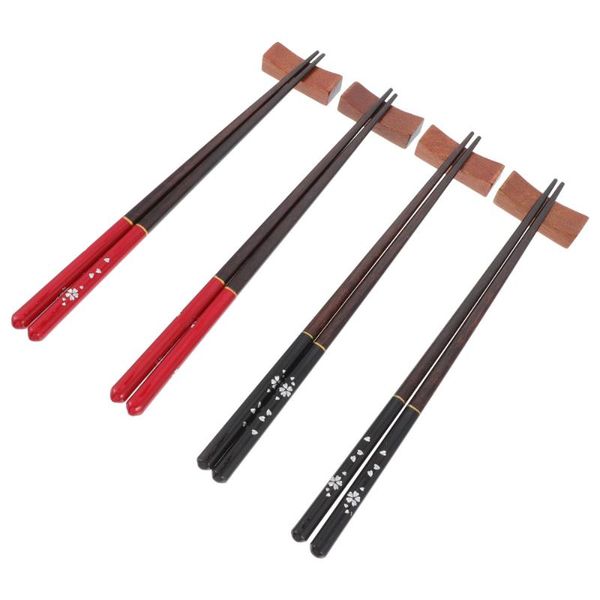 

chopsticks 1 set japanese style wooden practical tableware cutlery with rests