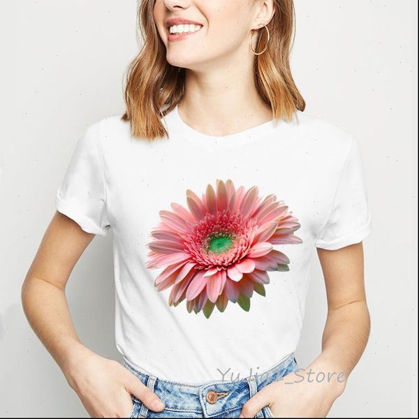 

pink sun flower clothes womens vogue white camiseta mujer harajuku tumblr tee femme