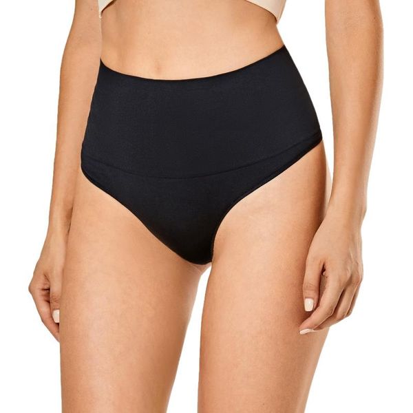 

women's tummy control high waisted breathable seamless plus size thong shapewear shapers, Black;white